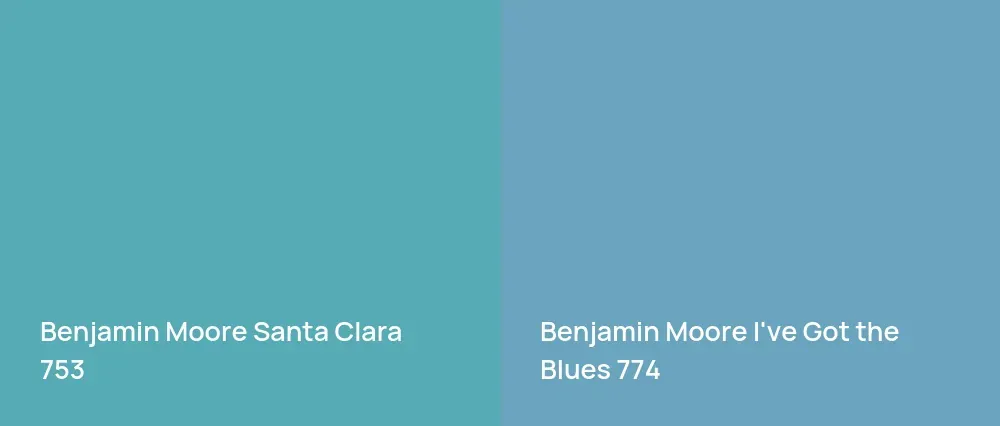 Benjamin Moore Santa Clara 753 vs Benjamin Moore I've Got the Blues 774