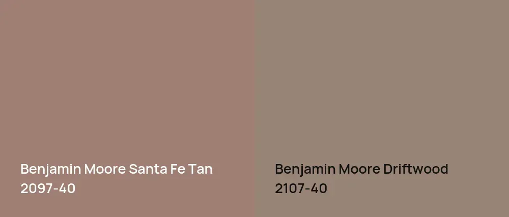 Benjamin Moore Santa Fe Tan 2097-40 vs Benjamin Moore Driftwood 2107-40