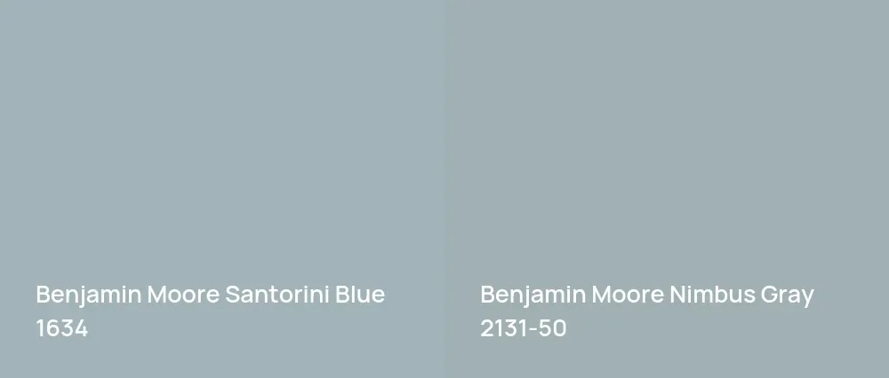 Benjamin Moore Santorini Blue 1634 vs Benjamin Moore Nimbus Gray 2131-50