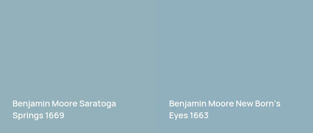Benjamin Moore Saratoga Springs 1669 vs Benjamin Moore New Born's Eyes 1663