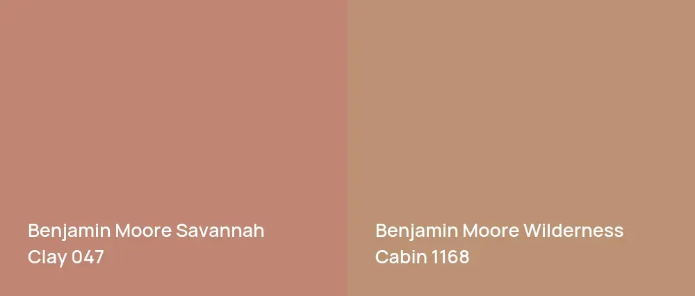 Benjamin Moore Savannah Clay 047 vs Benjamin Moore Wilderness Cabin 1168