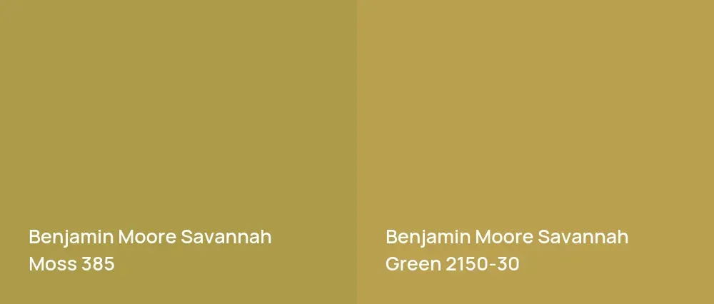 Benjamin Moore Savannah Moss 385 vs Benjamin Moore Savannah Green 2150-30
