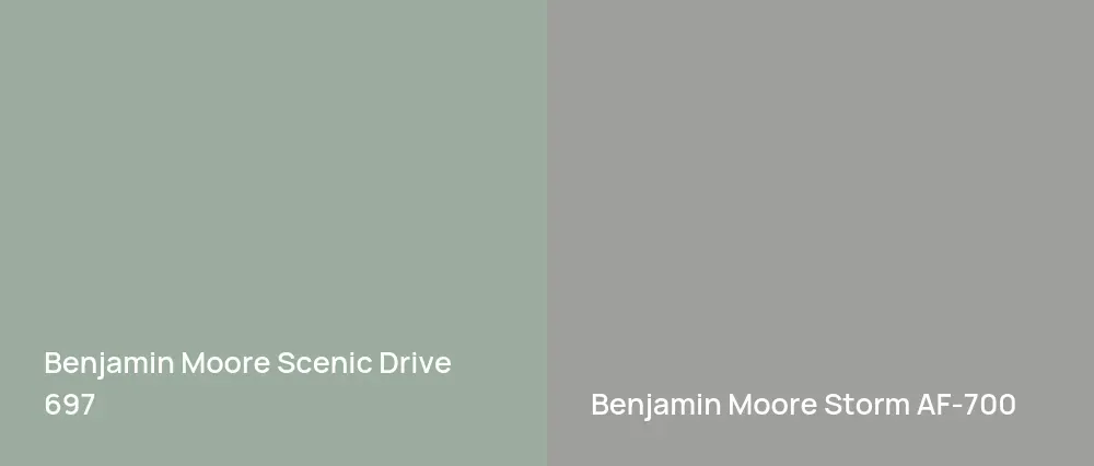 Benjamin Moore Scenic Drive 697 vs Benjamin Moore Storm AF-700