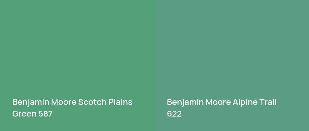 Benjamin Moore Scotch Plains Green 587 vs Benjamin Moore Alpine Trail 622
