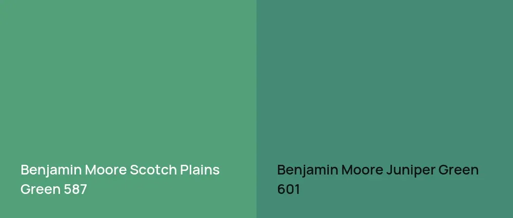 Benjamin Moore Scotch Plains Green 587 vs Benjamin Moore Juniper Green 601