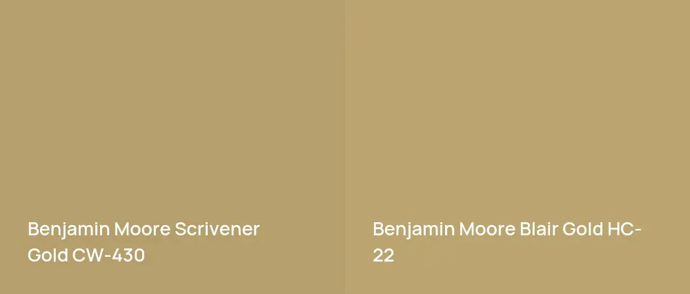 Benjamin Moore Scrivener Gold CW-430 vs Benjamin Moore Blair Gold HC-22