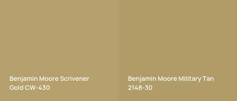 Benjamin Moore Scrivener Gold CW-430 vs Benjamin Moore Military Tan 2148-30