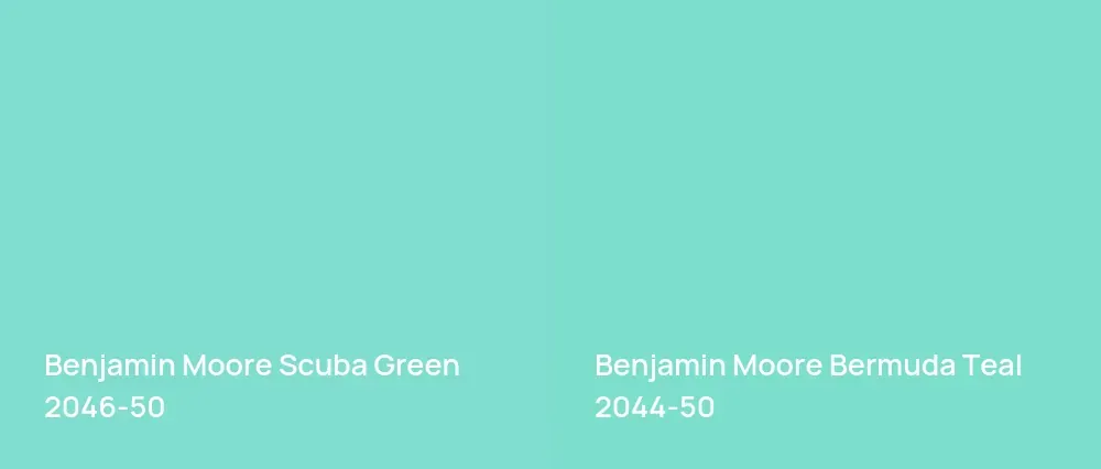 Benjamin Moore Scuba Green 2046-50 vs Benjamin Moore Bermuda Teal 2044-50