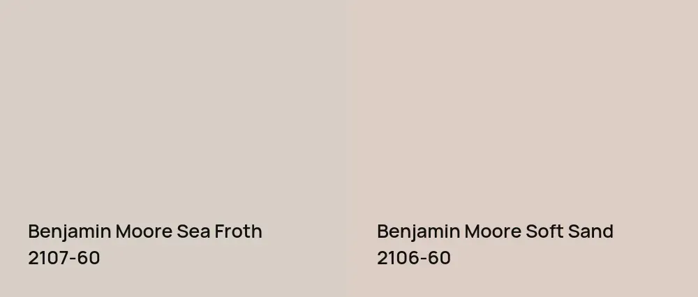 Benjamin Moore Sea Froth 2107-60 vs Benjamin Moore Soft Sand 2106-60