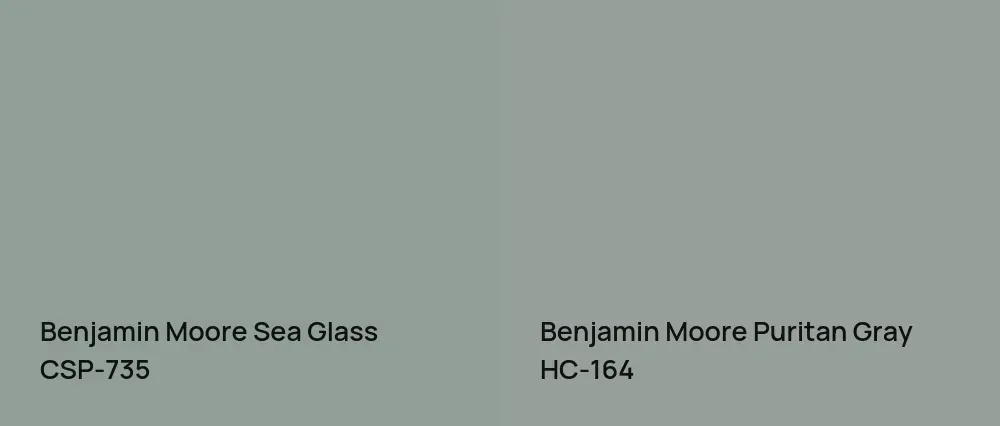 Benjamin Moore Sea Glass CSP-735 vs Benjamin Moore Puritan Gray HC-164
