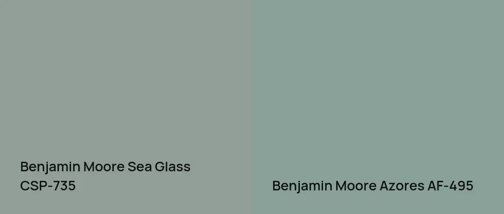 Benjamin Moore Sea Glass CSP-735 vs Benjamin Moore Azores AF-495