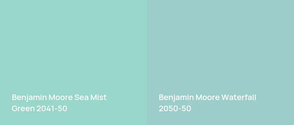 Benjamin Moore Sea Mist Green 2041-50 vs Benjamin Moore Waterfall 2050-50