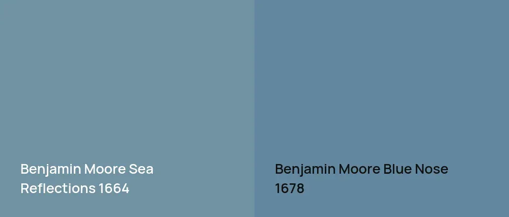 Benjamin Moore Sea Reflections 1664 vs Benjamin Moore Blue Nose 1678