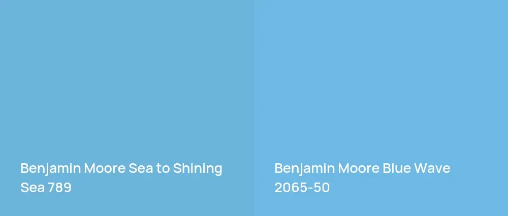 Benjamin Moore Sea to Shining Sea 789 vs Benjamin Moore Blue Wave 2065-50