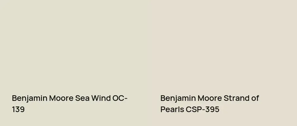 Benjamin Moore Sea Wind OC-139 vs Benjamin Moore Strand of Pearls CSP-395