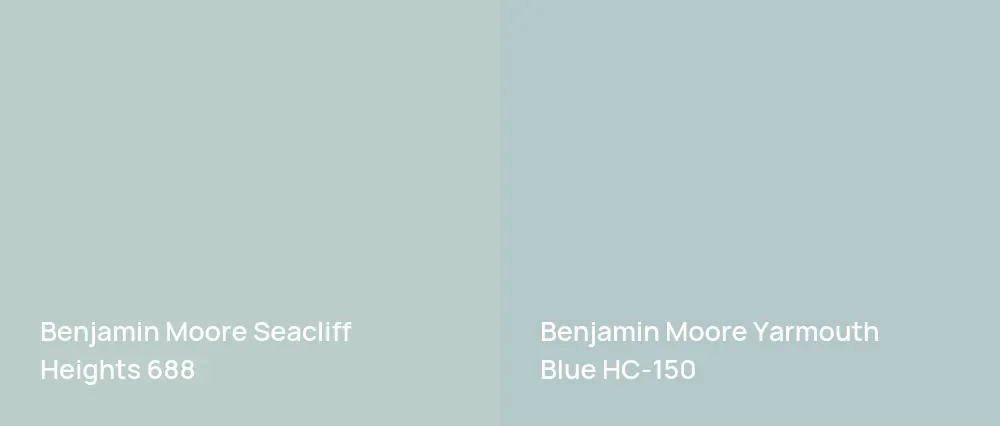 Benjamin Moore Seacliff Heights 688 vs Benjamin Moore Yarmouth Blue HC-150