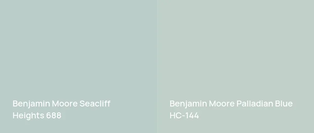 Benjamin Moore Seacliff Heights 688 vs Benjamin Moore Palladian Blue HC-144