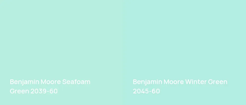 Benjamin Moore Seafoam Green 2039-60 vs Benjamin Moore Winter Green 2045-60