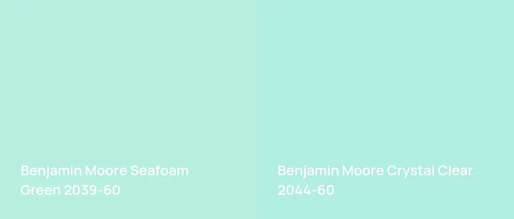 Benjamin Moore Seafoam Green 2039-60 vs Benjamin Moore Crystal Clear 2044-60