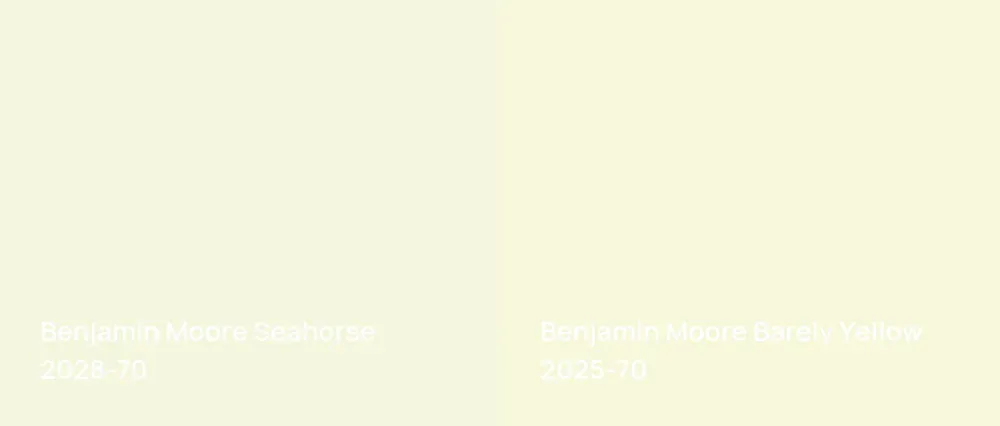 Benjamin Moore Seahorse 2028-70 vs Benjamin Moore Barely Yellow 2025-70