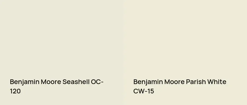 Benjamin Moore Seashell OC-120 vs Benjamin Moore Parish White CW-15