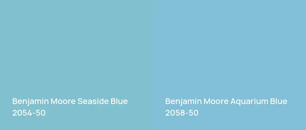 Benjamin Moore Seaside Blue 2054-50 vs Benjamin Moore Aquarium Blue 2058-50