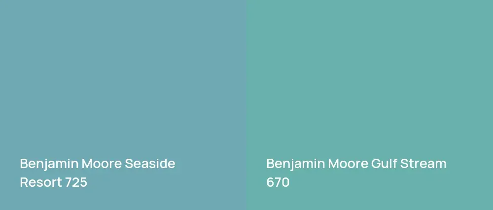 Benjamin Moore Seaside Resort 725 vs Benjamin Moore Gulf Stream 670