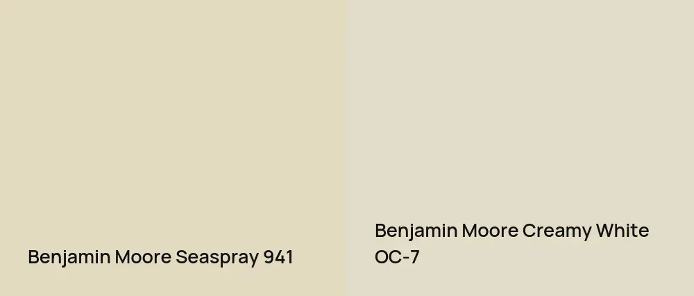 Benjamin Moore Seaspray 941 vs Benjamin Moore Creamy White OC-7