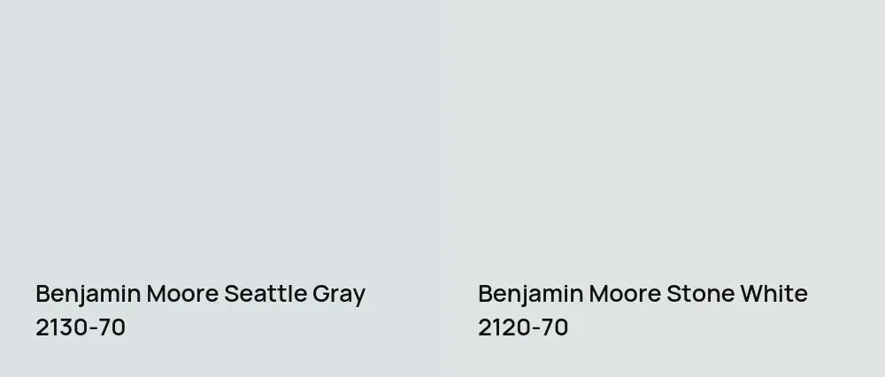 Benjamin Moore Seattle Gray 2130-70 vs Benjamin Moore Stone White 2120-70