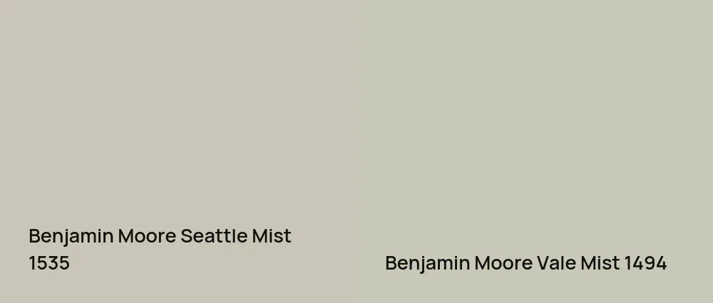 Benjamin Moore Seattle Mist 1535 vs Benjamin Moore Vale Mist 1494