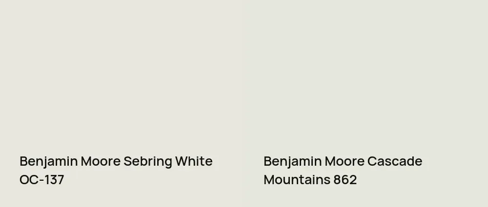 Benjamin Moore Sebring White OC-137 vs Benjamin Moore Cascade Mountains 862