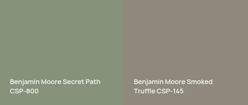 Benjamin Moore Secret Path CSP-800 vs Benjamin Moore Smoked Truffle CSP-145