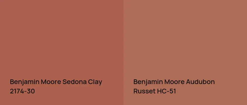 Benjamin Moore Sedona Clay 2174-30 vs Benjamin Moore Audubon Russet HC-51