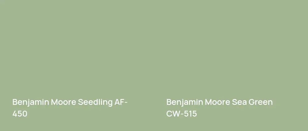 Benjamin Moore Seedling AF-450 vs Benjamin Moore Sea Green CW-515