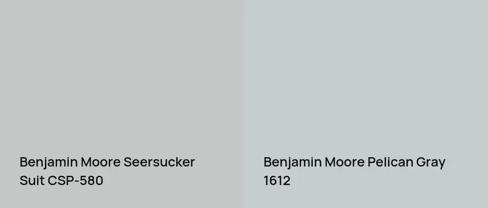 Benjamin Moore Seersucker Suit CSP-580 vs Benjamin Moore Pelican Gray 1612