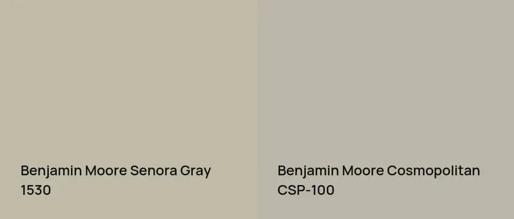 Benjamin Moore Senora Gray 1530 vs Benjamin Moore Cosmopolitan CSP-100