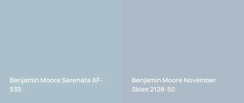 Benjamin Moore Serenata AF-535 vs Benjamin Moore November Skies 2128-50