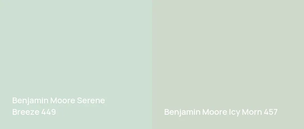 Benjamin Moore Serene Breeze 449 vs Benjamin Moore Icy Morn 457