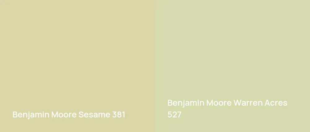 Benjamin Moore Sesame 381 vs Benjamin Moore Warren Acres 527