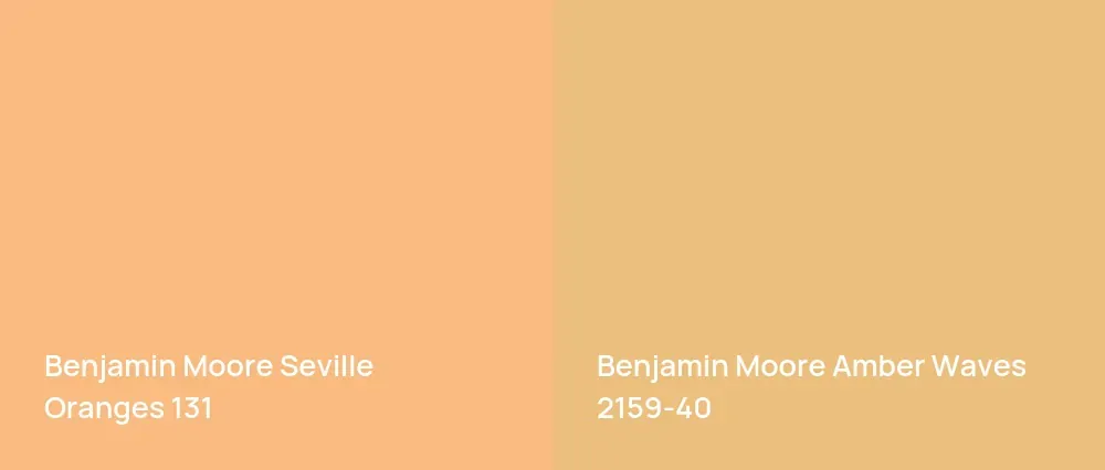 Benjamin Moore Seville Oranges 131 vs Benjamin Moore Amber Waves 2159-40