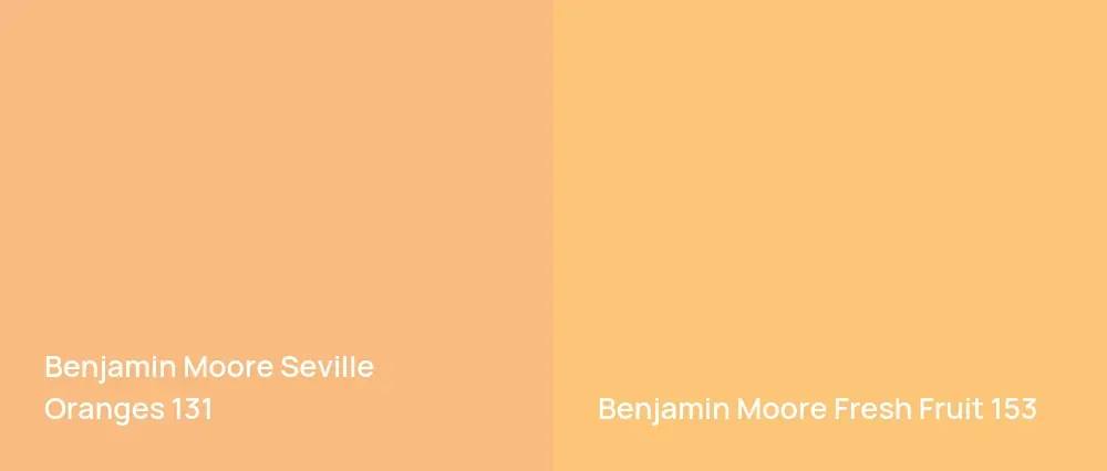 Benjamin Moore Seville Oranges 131 vs Benjamin Moore Fresh Fruit 153