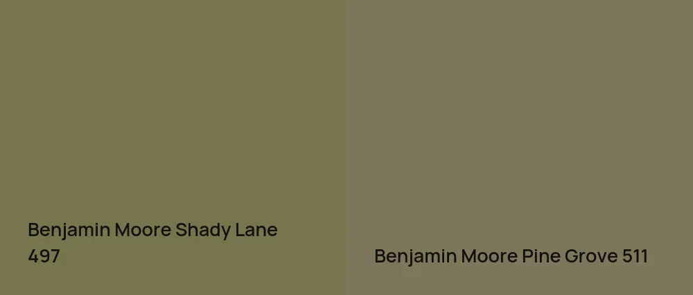 Benjamin Moore Shady Lane 497 vs Benjamin Moore Pine Grove 511