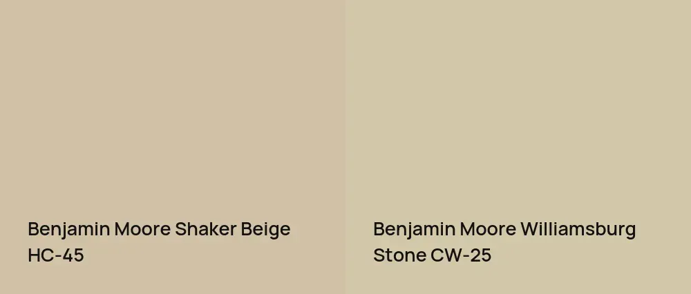 Benjamin Moore Shaker Beige HC-45 vs Benjamin Moore Williamsburg Stone CW-25