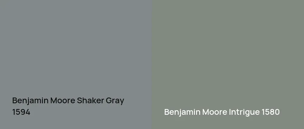 Benjamin Moore Shaker Gray 1594 vs Benjamin Moore Intrigue 1580