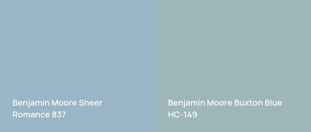Benjamin Moore Sheer Romance 837 vs Benjamin Moore Buxton Blue HC-149