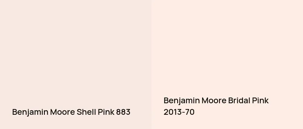 Benjamin Moore Shell Pink 883 vs Benjamin Moore Bridal Pink 2013-70