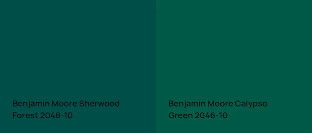 Benjamin Moore Sherwood Forest 2048-10 vs Benjamin Moore Calypso Green 2046-10