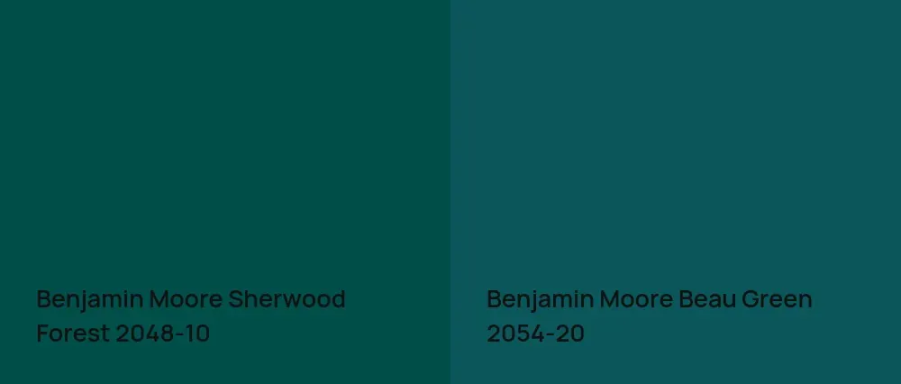Benjamin Moore Sherwood Forest 2048-10 vs Benjamin Moore Beau Green 2054-20