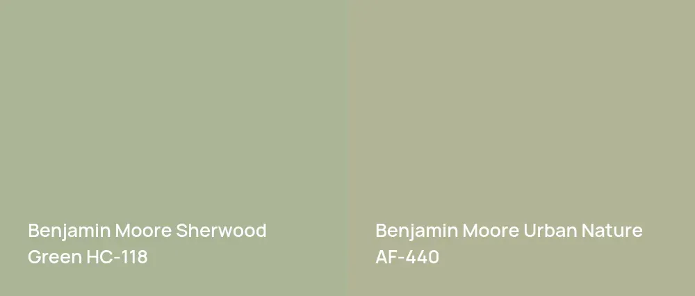 Benjamin Moore Sherwood Green HC-118 vs Benjamin Moore Urban Nature AF-440