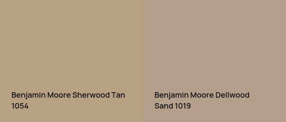 Benjamin Moore Sherwood Tan 1054 vs Benjamin Moore Dellwood Sand 1019